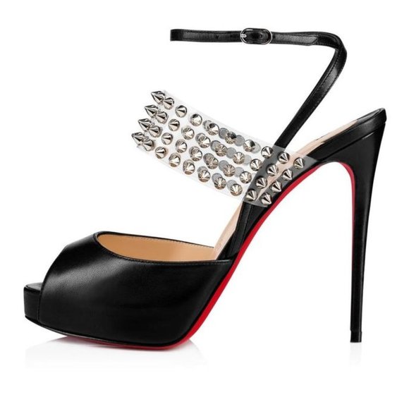 NWT❤️Christian Louboutin❤️Levita Girl 120 Leather and PVC Heels - Picture 2 of 11